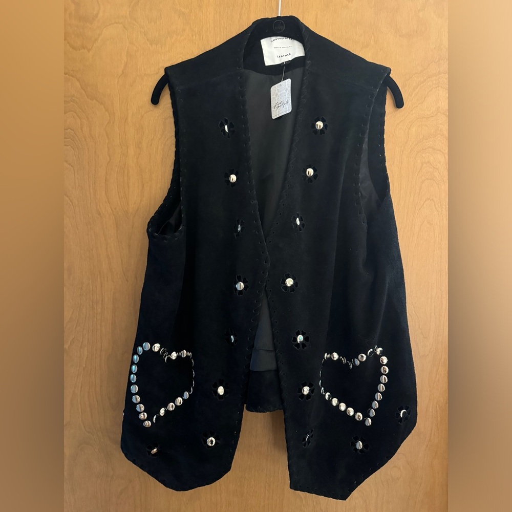 NWT black suede western vest